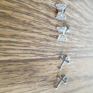 Bow and cross earrings